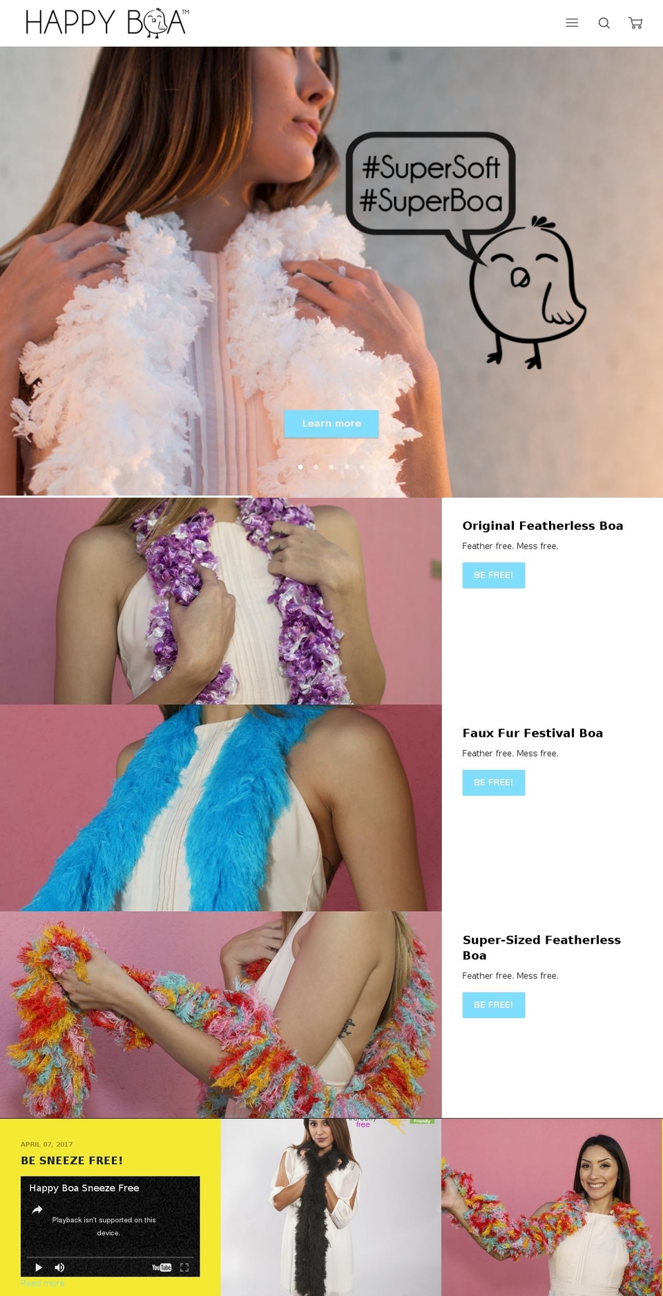 happyboa.com shopify website screenshot