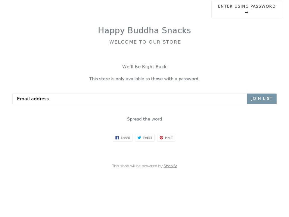 happybuddhasnacks.com shopify website screenshot