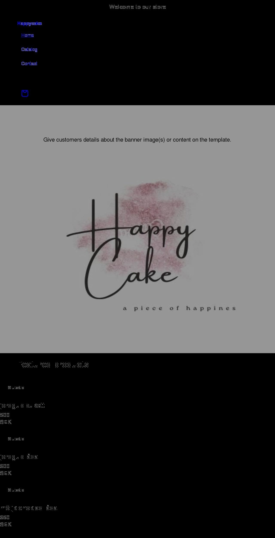 happycake.se shopify website screenshot