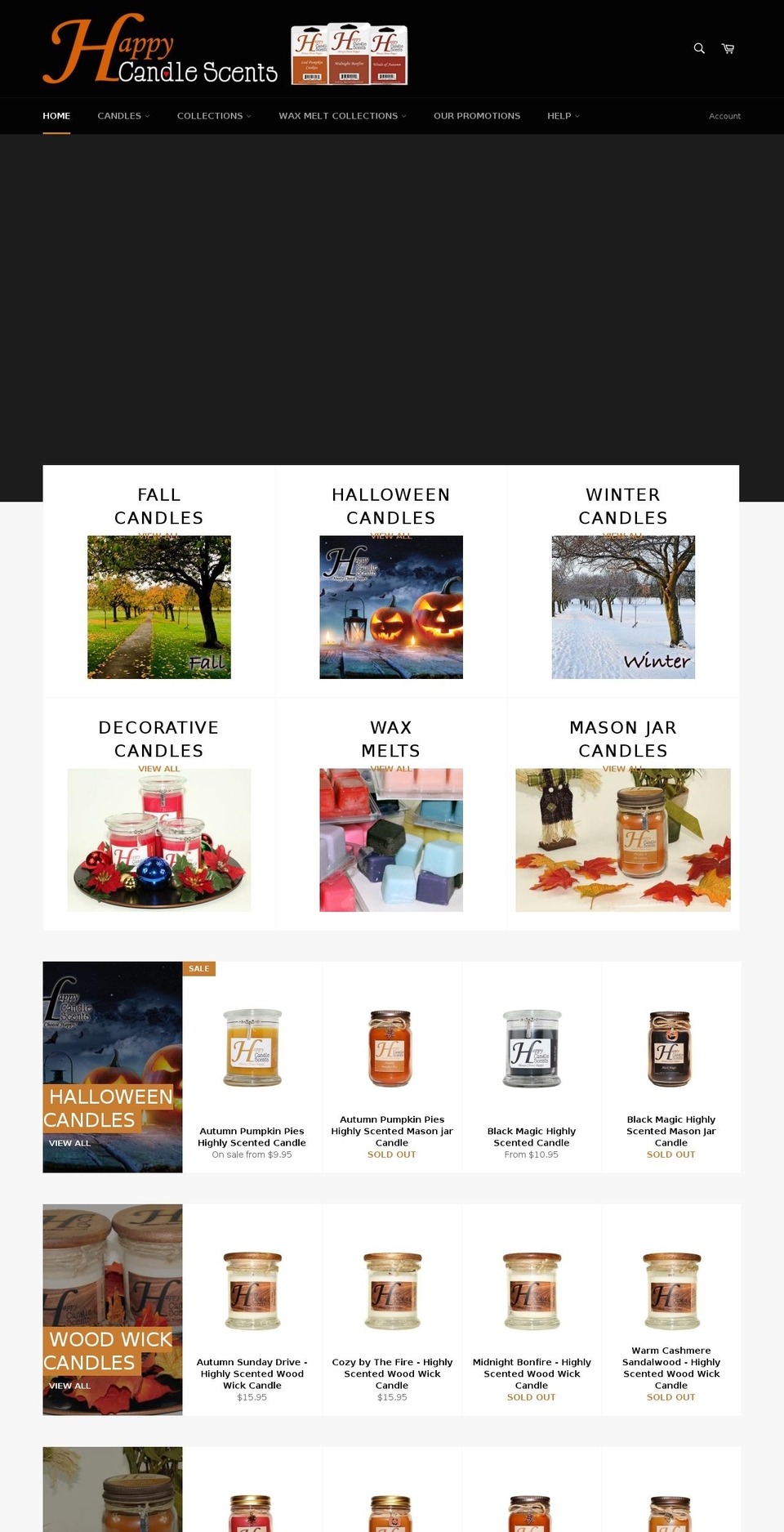 happycandlescents.com shopify website screenshot