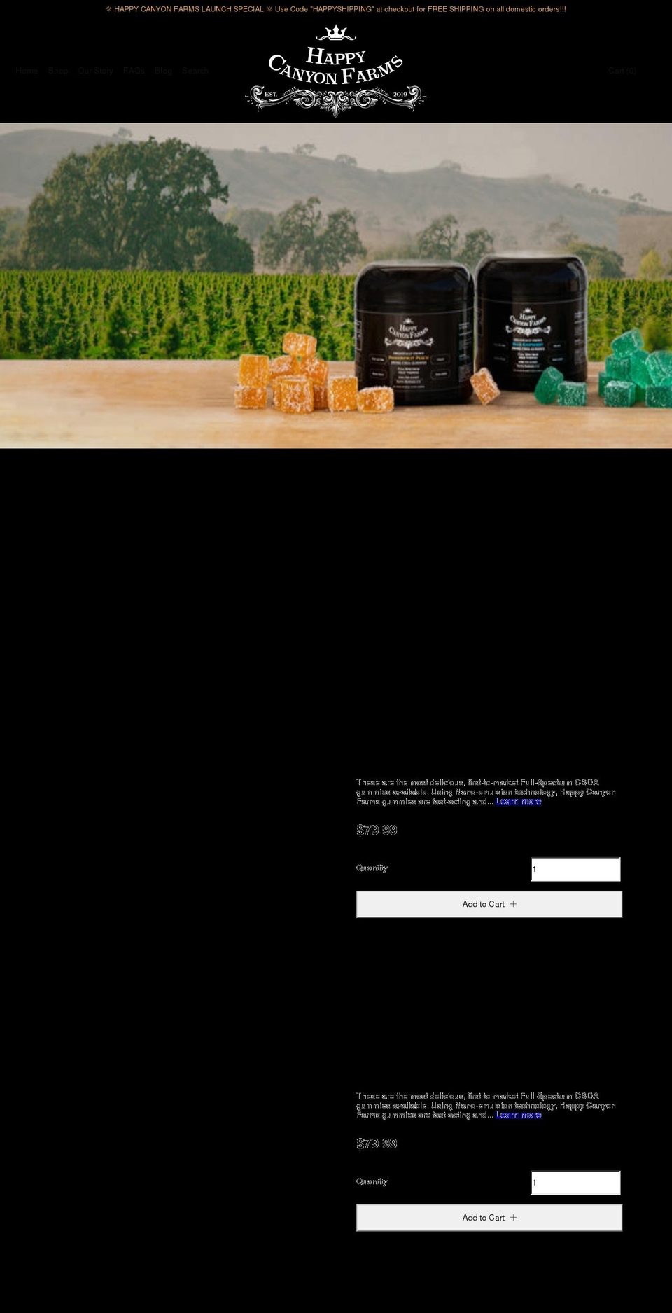 happycanyonhemp.com shopify website screenshot
