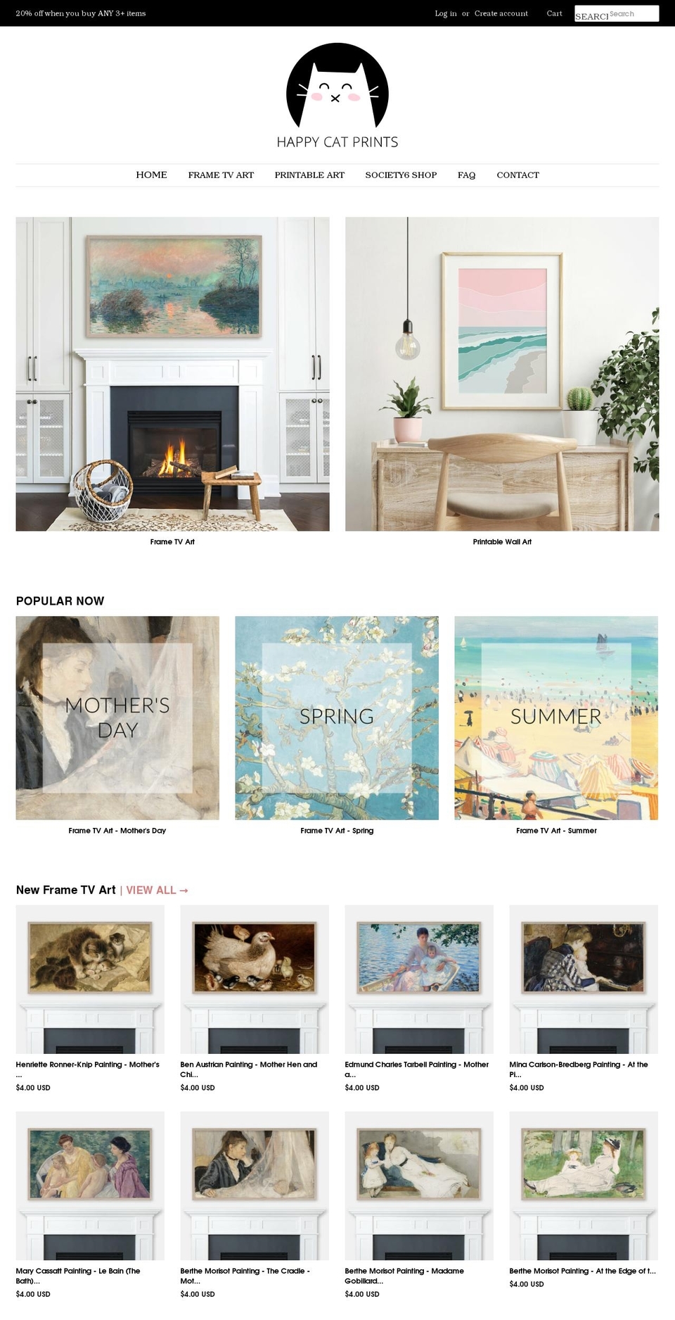happycatprints.com shopify website screenshot