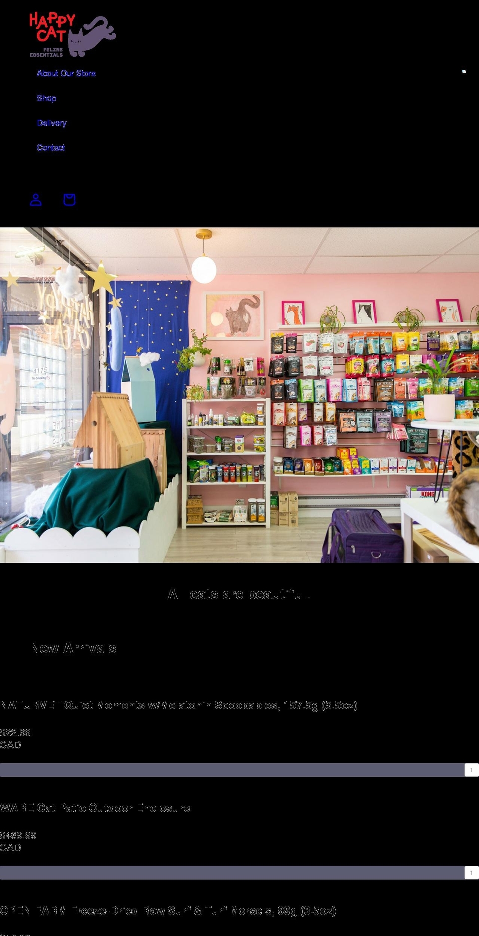 happycatvancouver.com shopify website screenshot