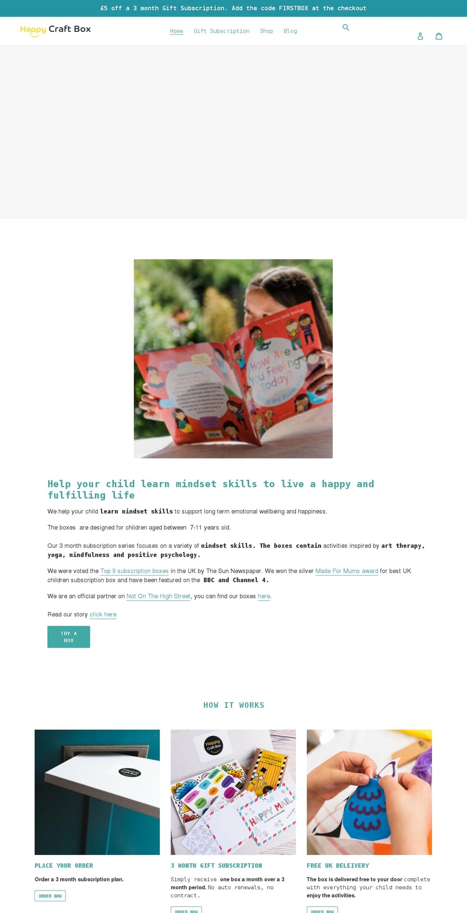 happycraftbox.com shopify website screenshot