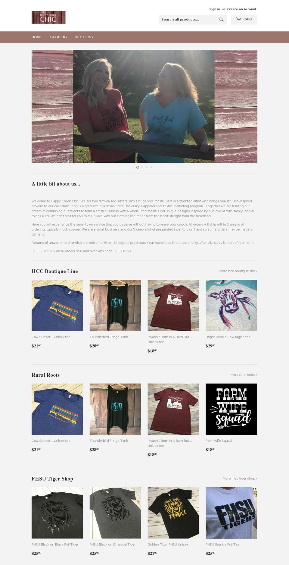 happycreekchic.com — Shopify storefront screenshot