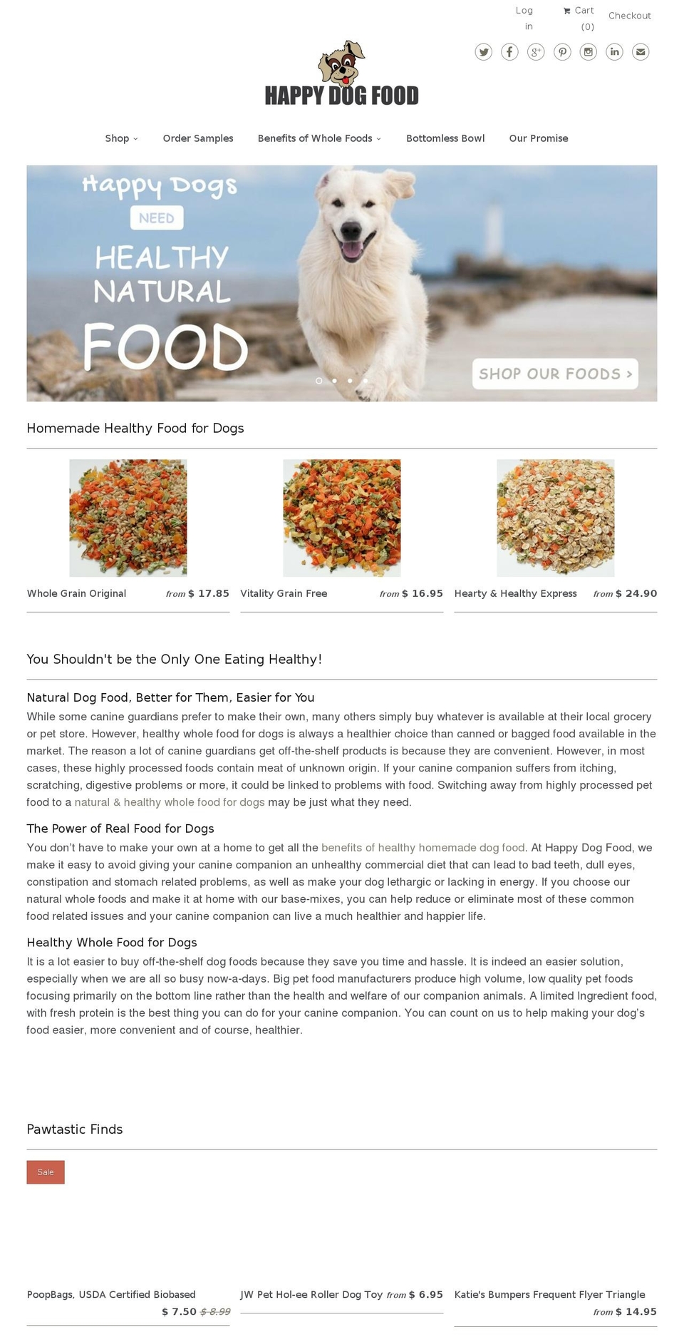 happydogfood.com shopify website screenshot
