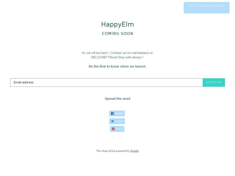 happyelm.info shopify website screenshot