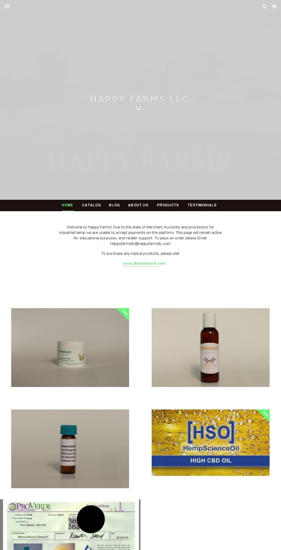 happyfarmsllc.com — Shopify storefront screenshot