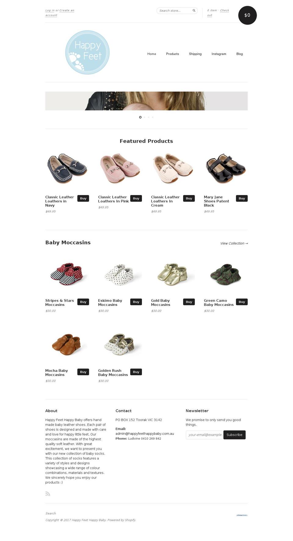 happyfeethappybaby.com shopify website screenshot