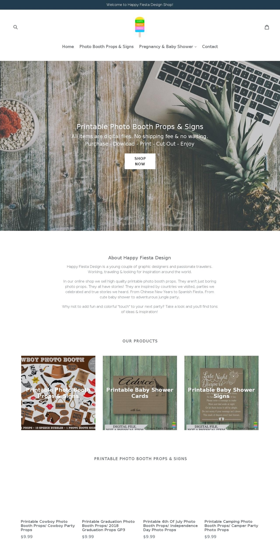 happyfiestadesign.com — Shopify storefront screenshot