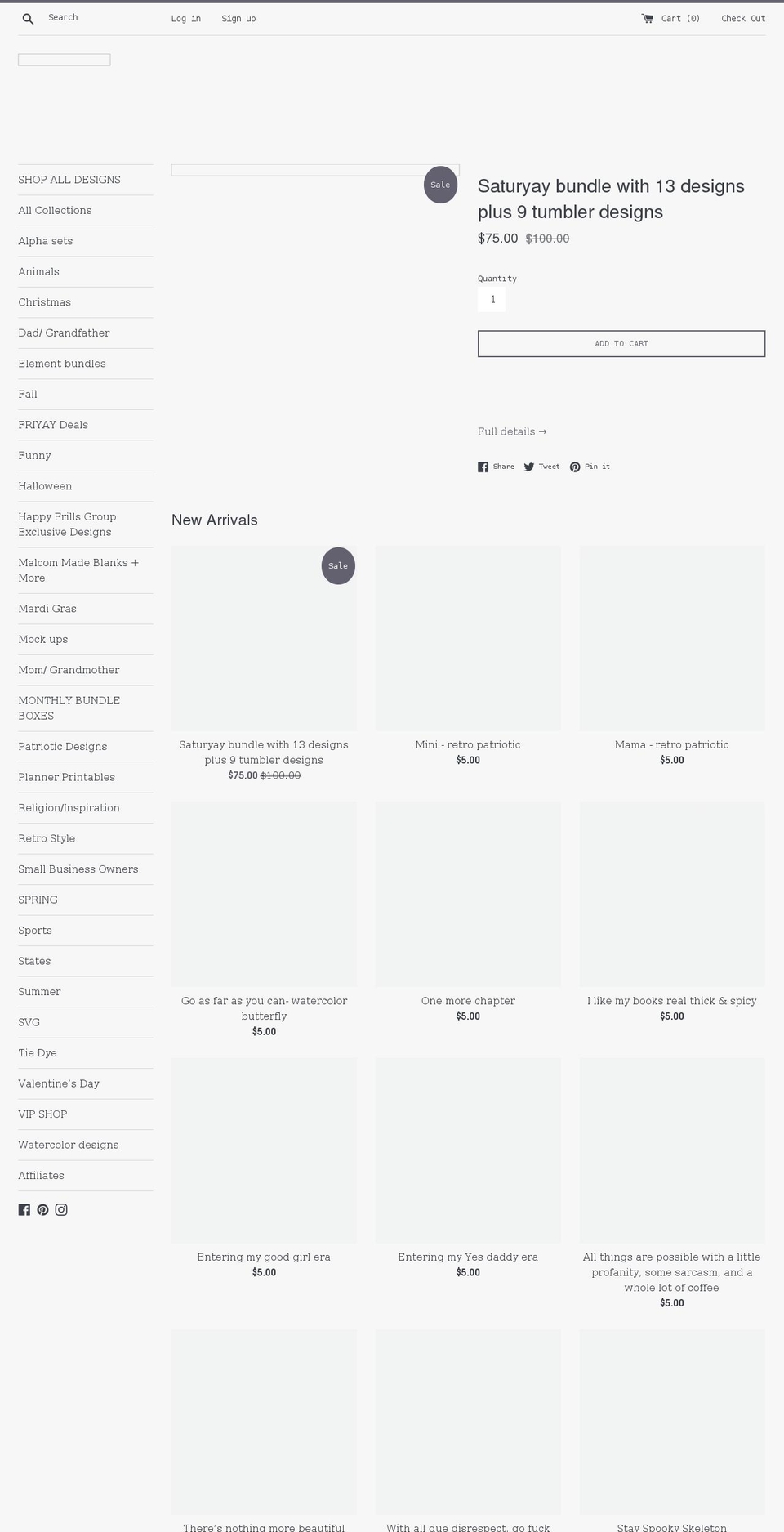 happyfrills.com shopify website screenshot