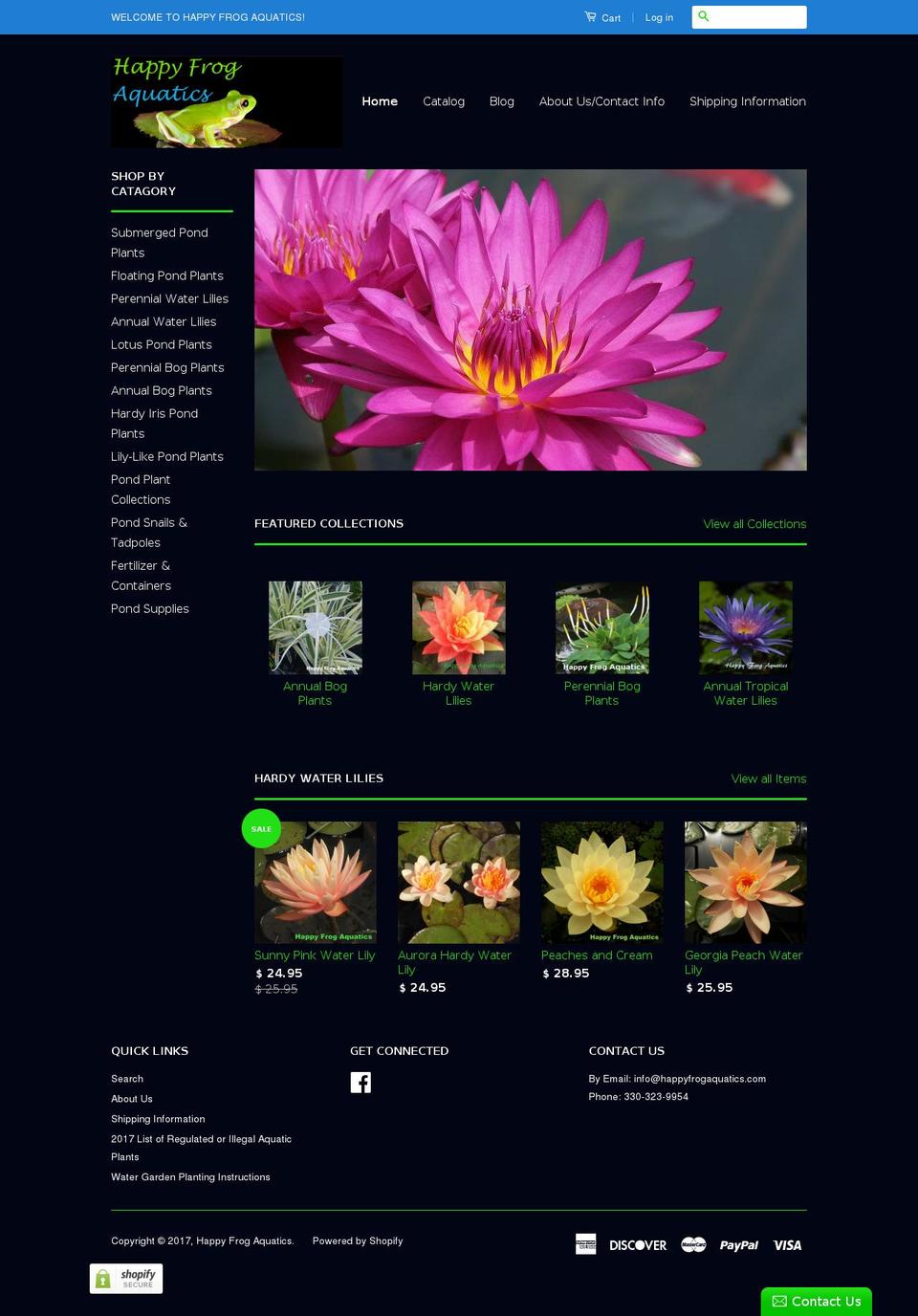 happyfrogaquatics.com shopify website screenshot