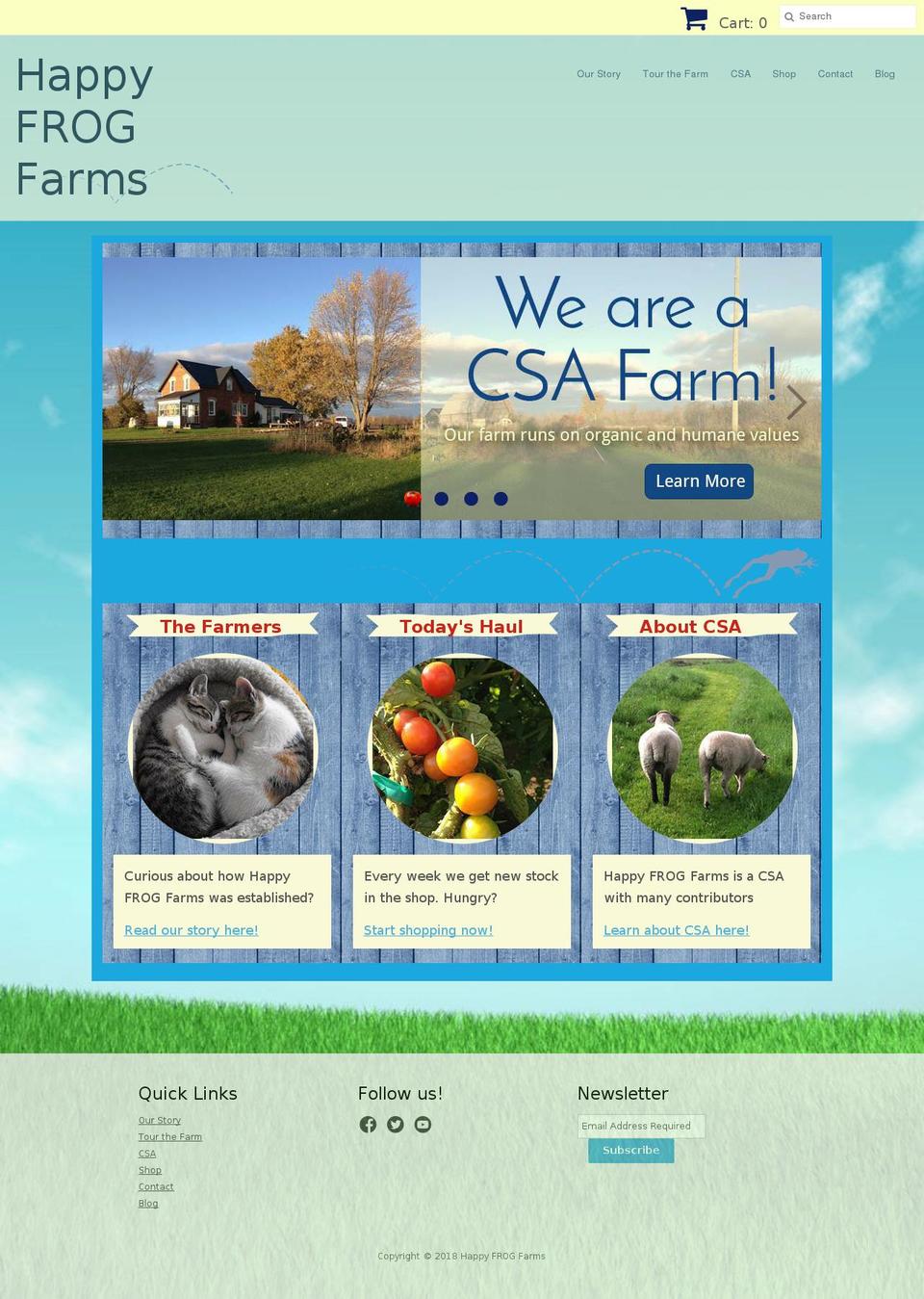 happyfrogfarms.com — Shopify storefront screenshot