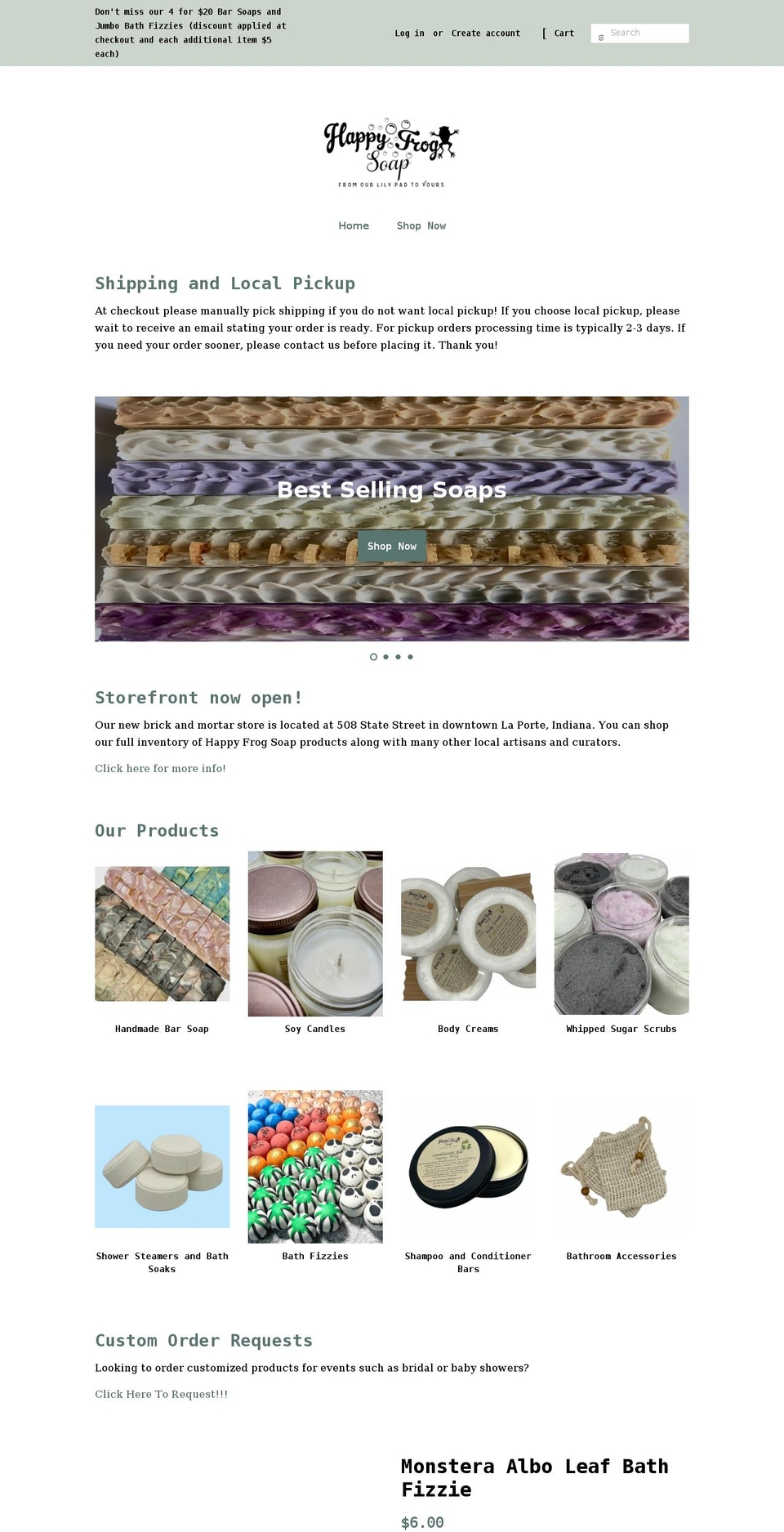 happyfrogsoapcompany.com — Shopify storefront screenshot