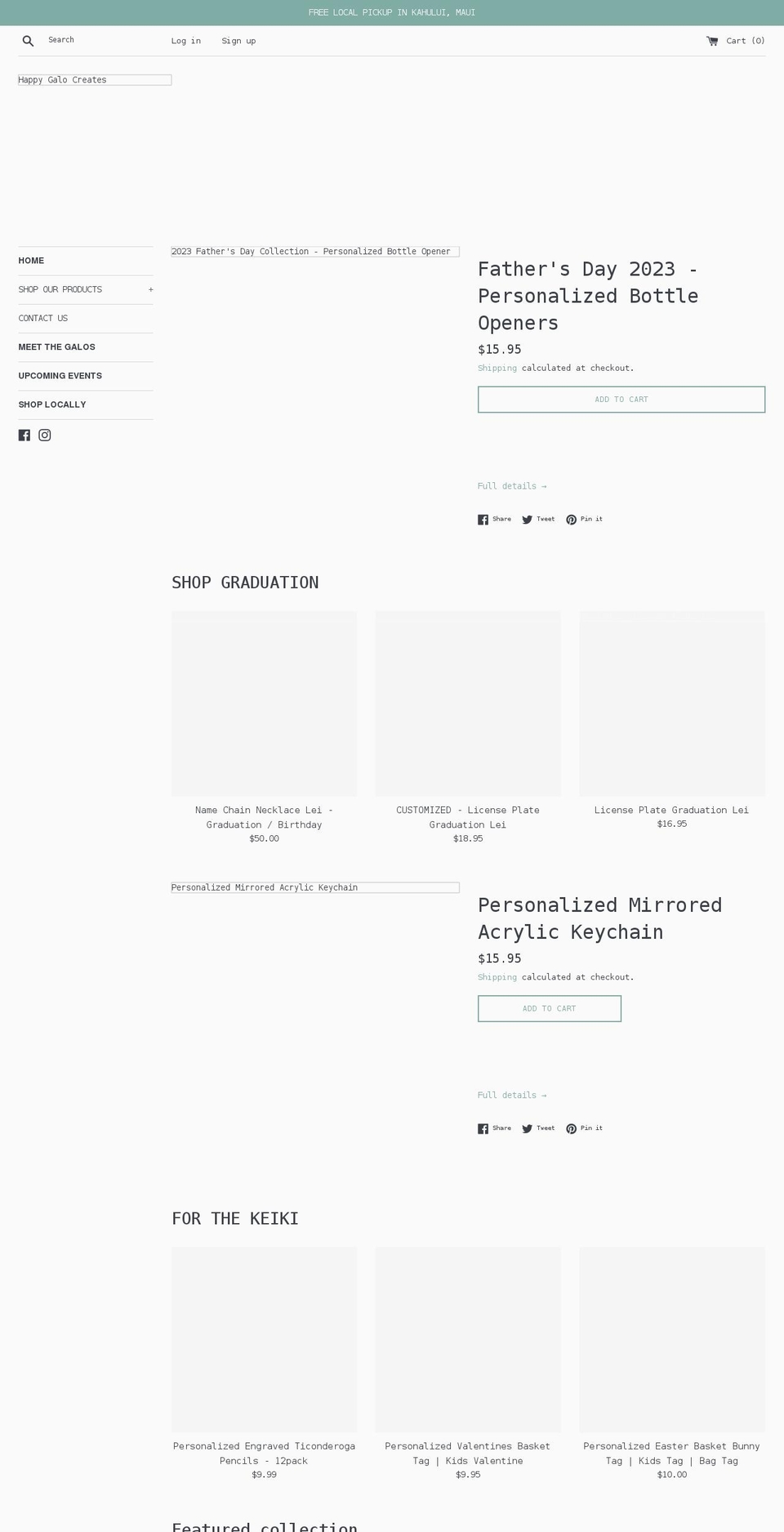 happygalocreates.com shopify website screenshot