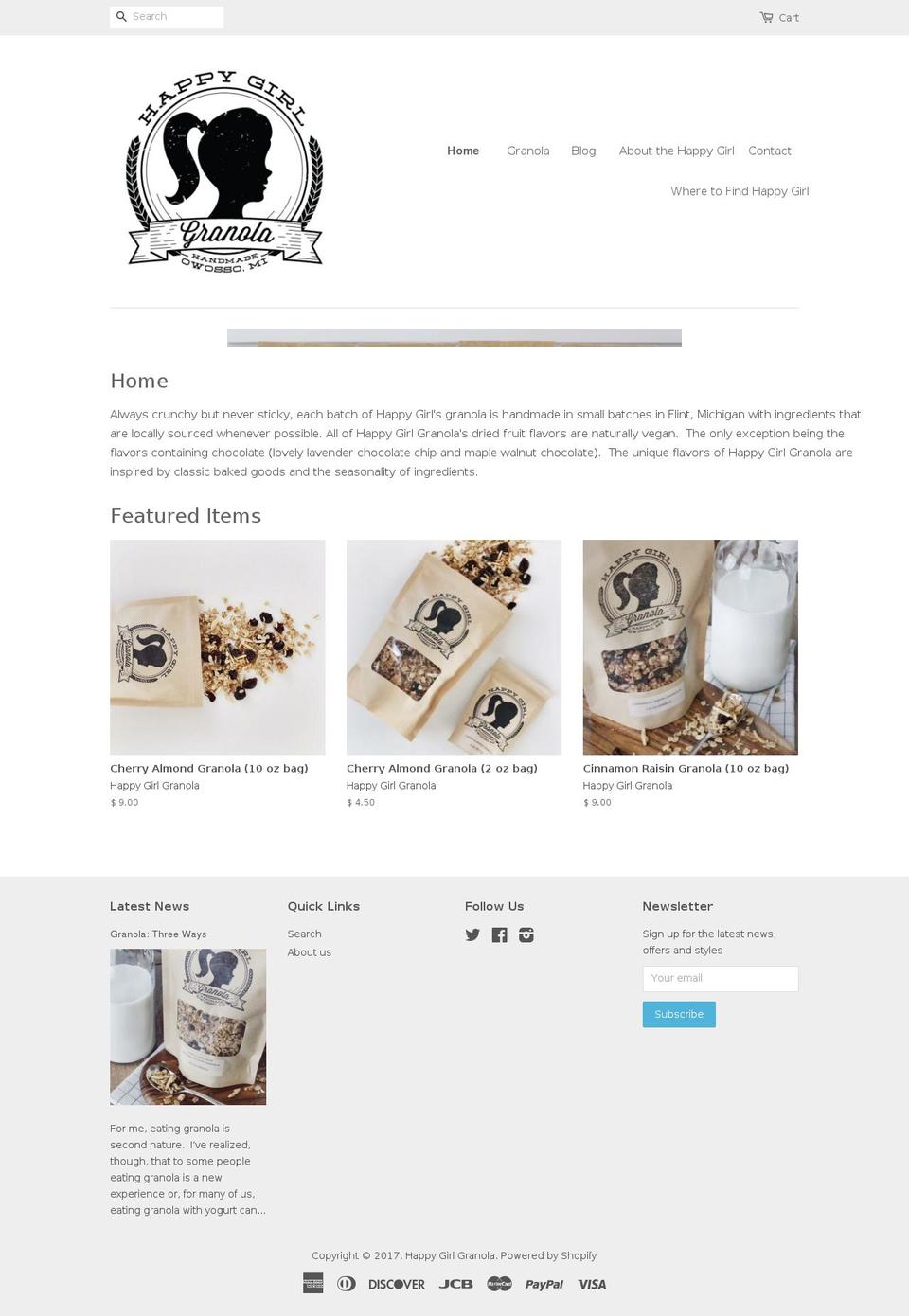 happygirlgranola.com shopify website screenshot