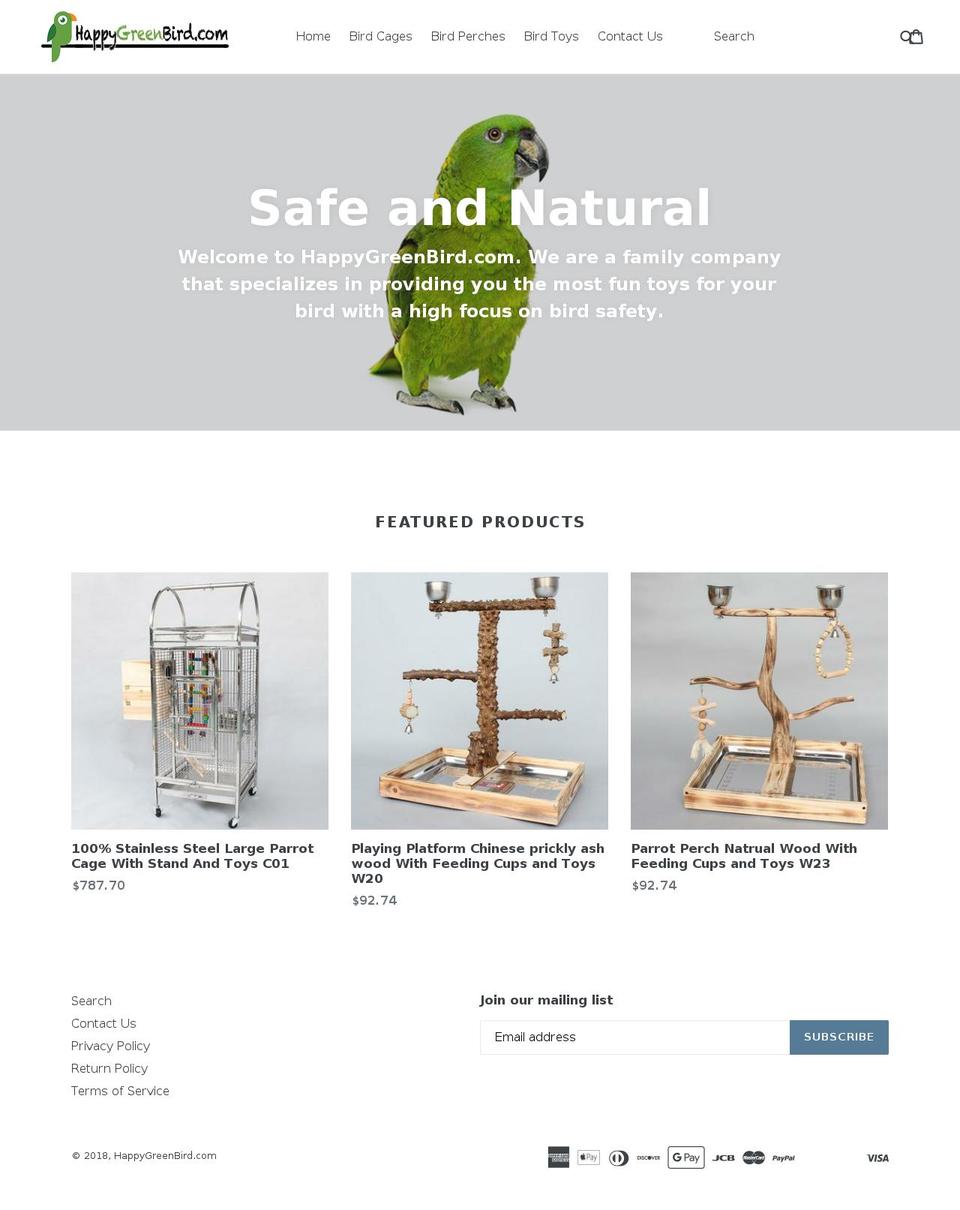 happygreenbird.com — Shopify storefront screenshot