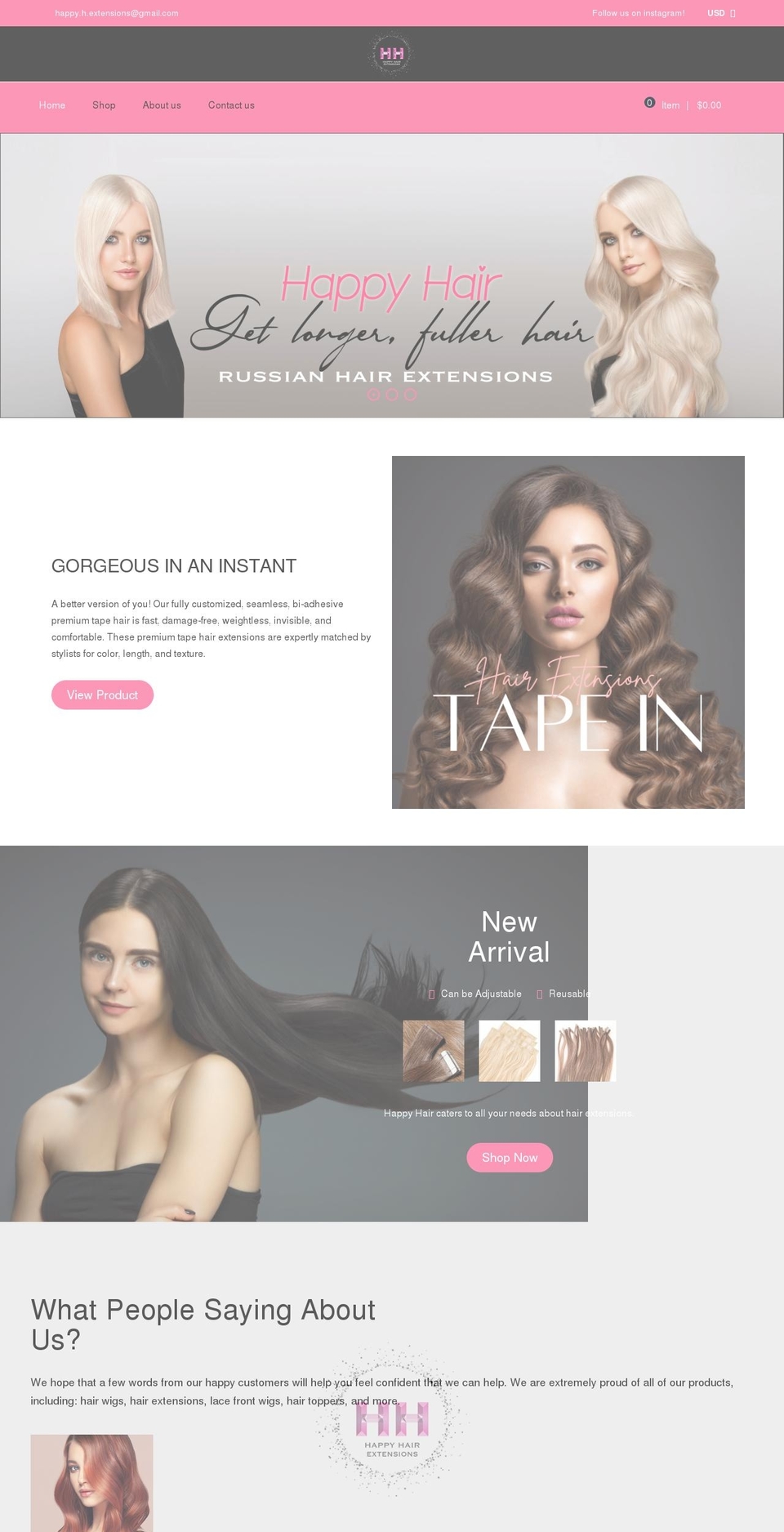 Muhil Shopify theme site example happyhairextensions.com