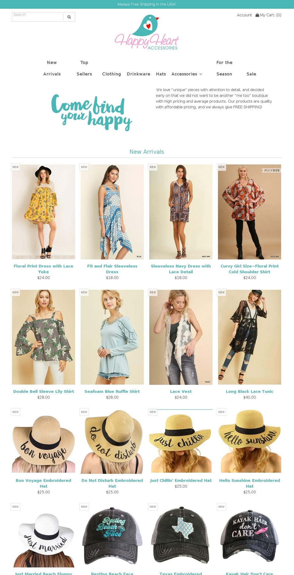 happyheartaccessories.com — Shopify storefront screenshot