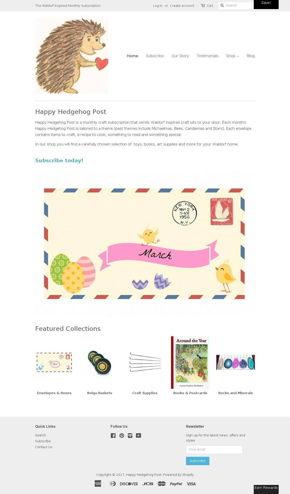 happyhedgehogpost.com shopify website screenshot