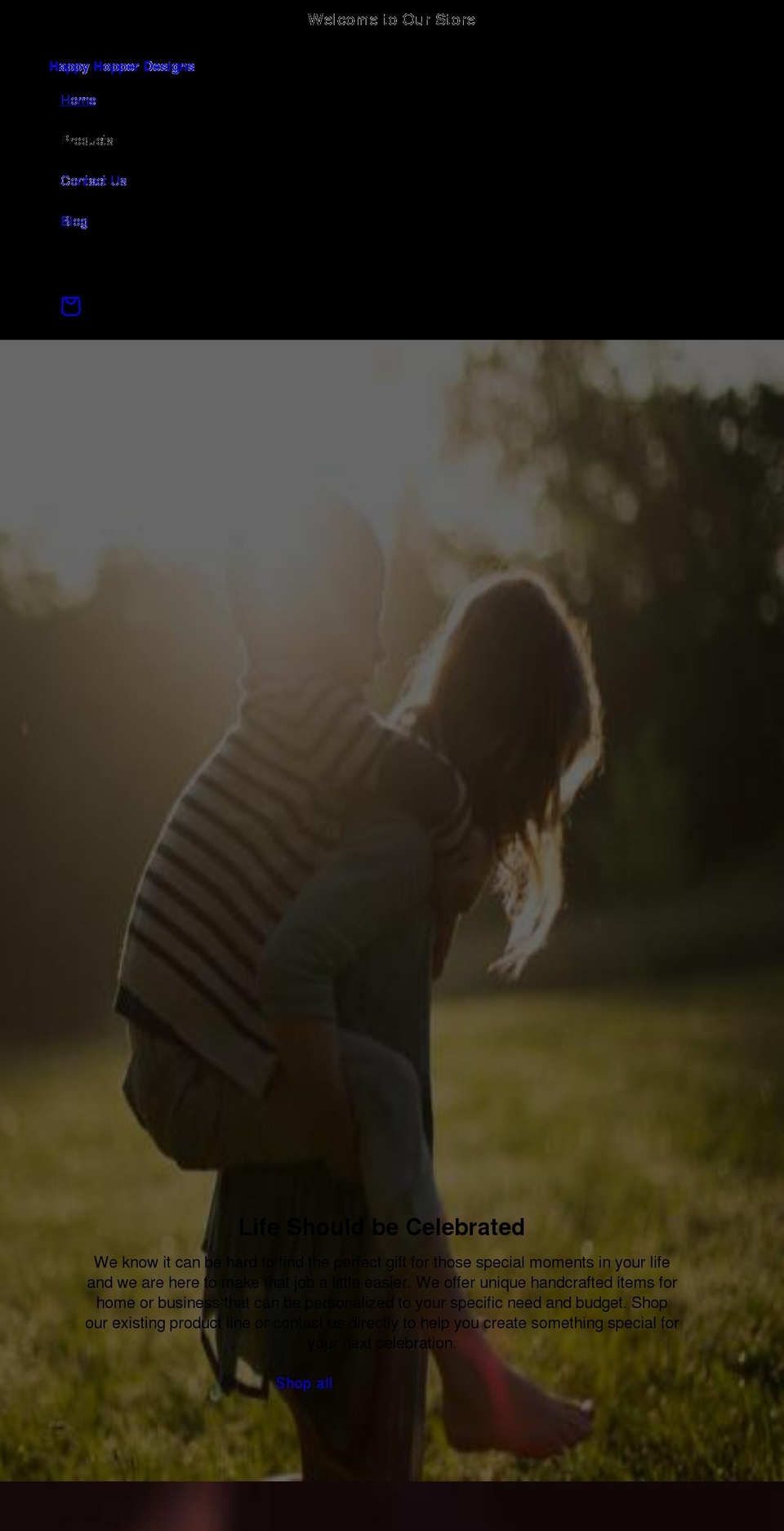 happyhopperdesigns.com shopify website screenshot