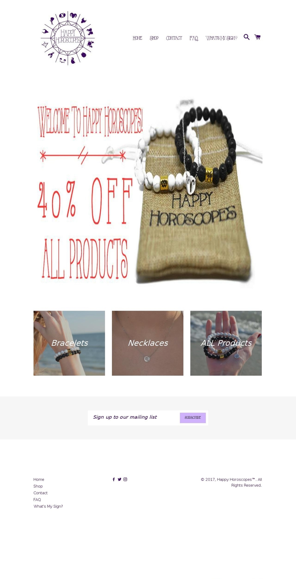 happyhoroscopes.com shopify website screenshot