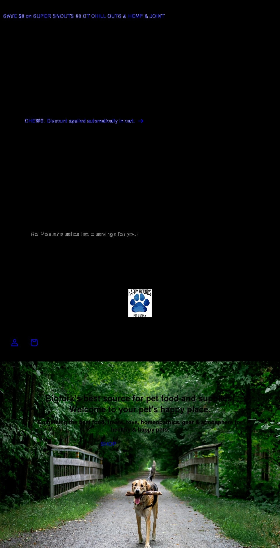 happyhoundspetsupply.com shopify website screenshot
