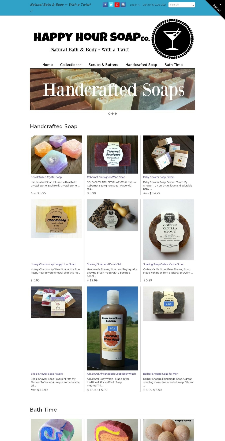 Clean - W\/ Bold RO Shopify theme site example happyhoursoaps.com