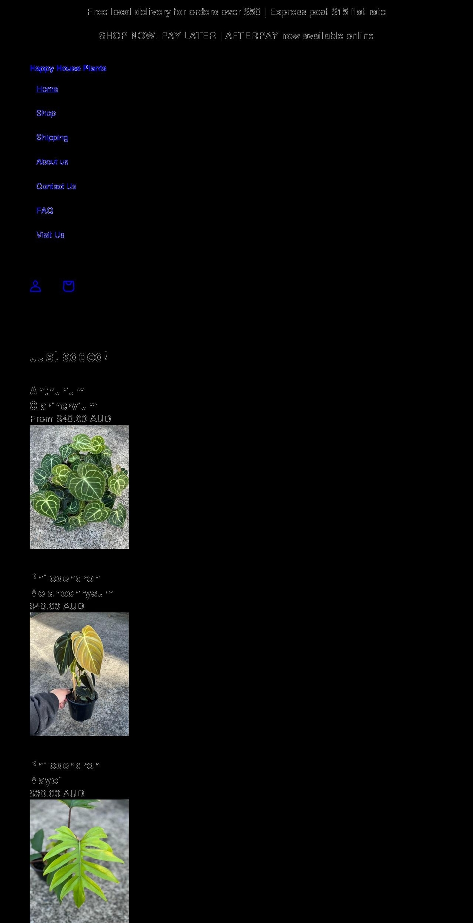 happyhouseplantssydney.com shopify website screenshot