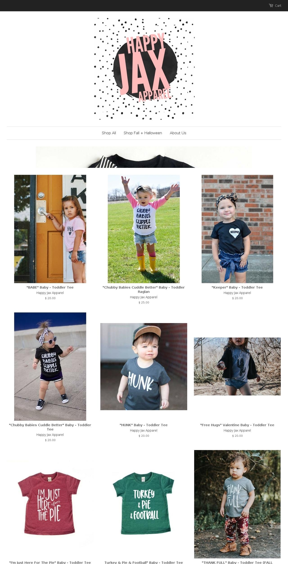 happyjaxapparel.com — Shopify storefront screenshot