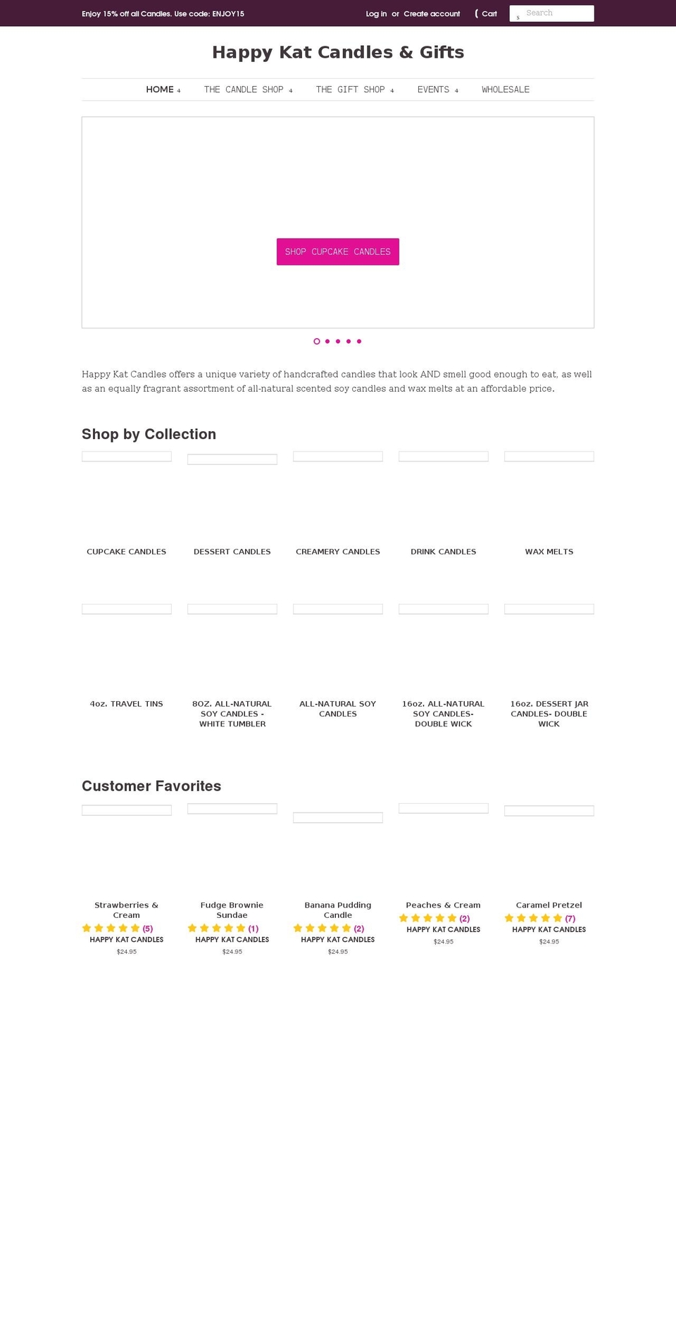 happykatcandles.com shopify website screenshot