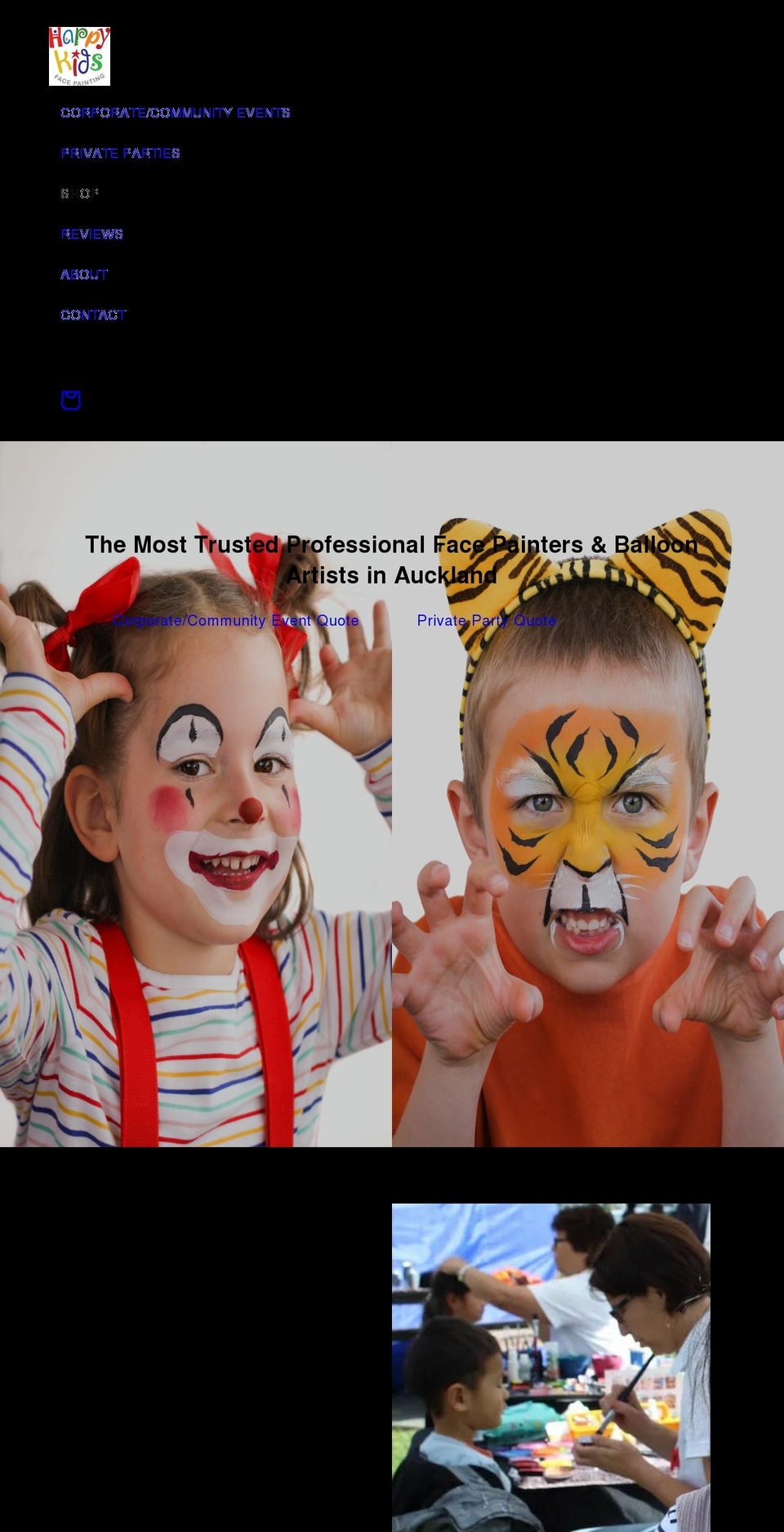 happykidsfacepainting.co.nz shopify website screenshot