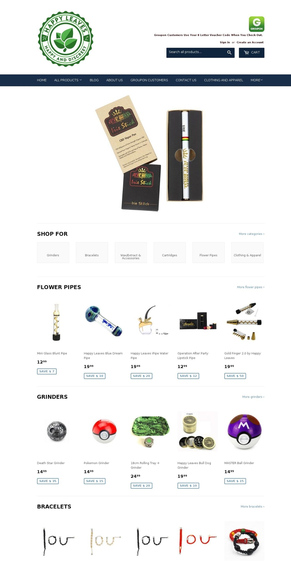 happyleaves.co shopify website screenshot