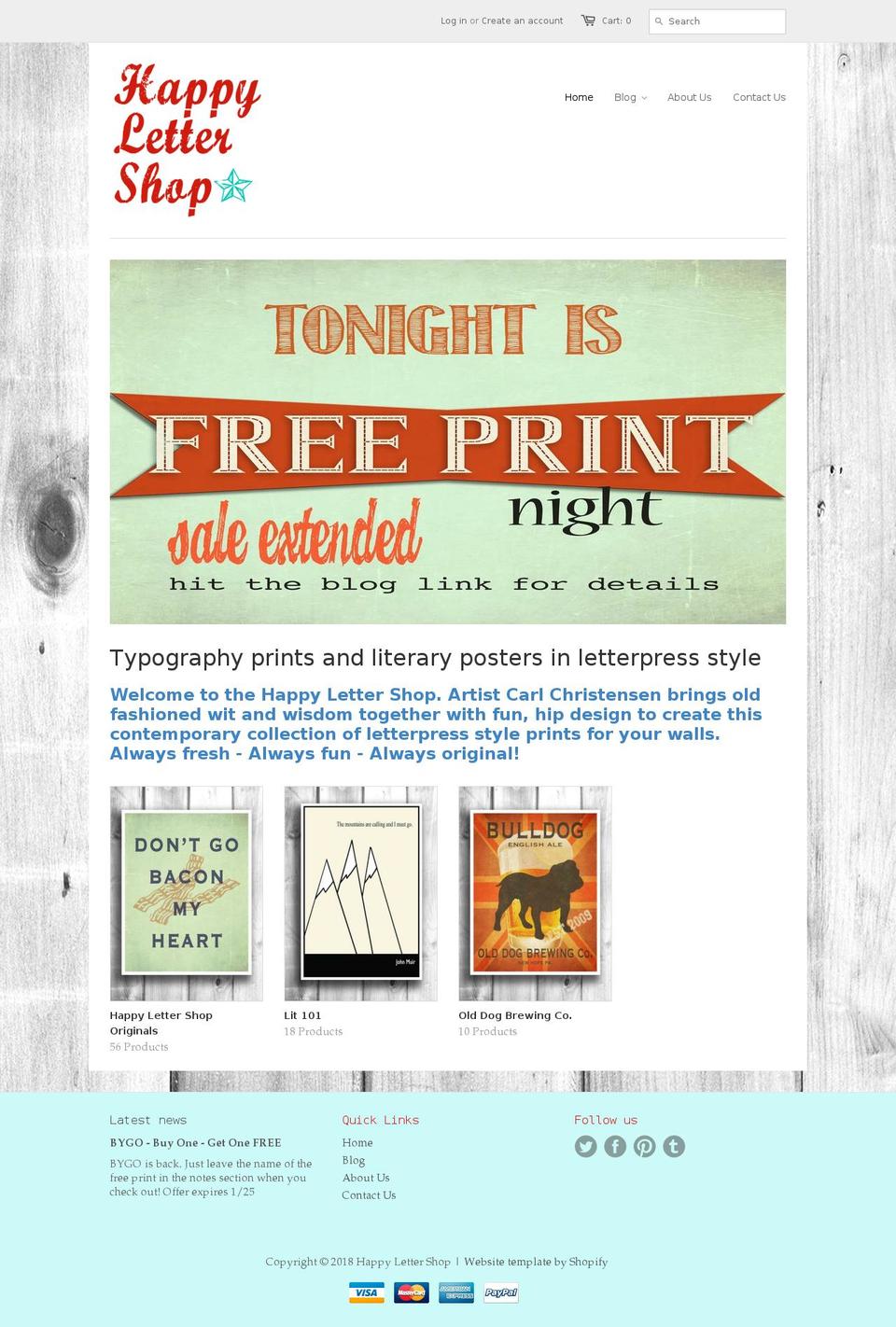 happylettershop.com — Shopify storefront screenshot