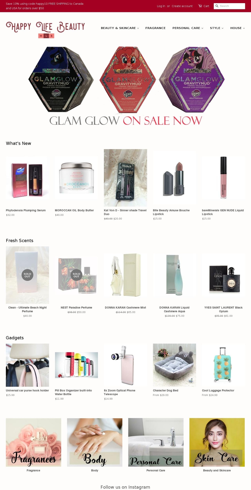 happylifebeauty.com — Shopify storefront screenshot