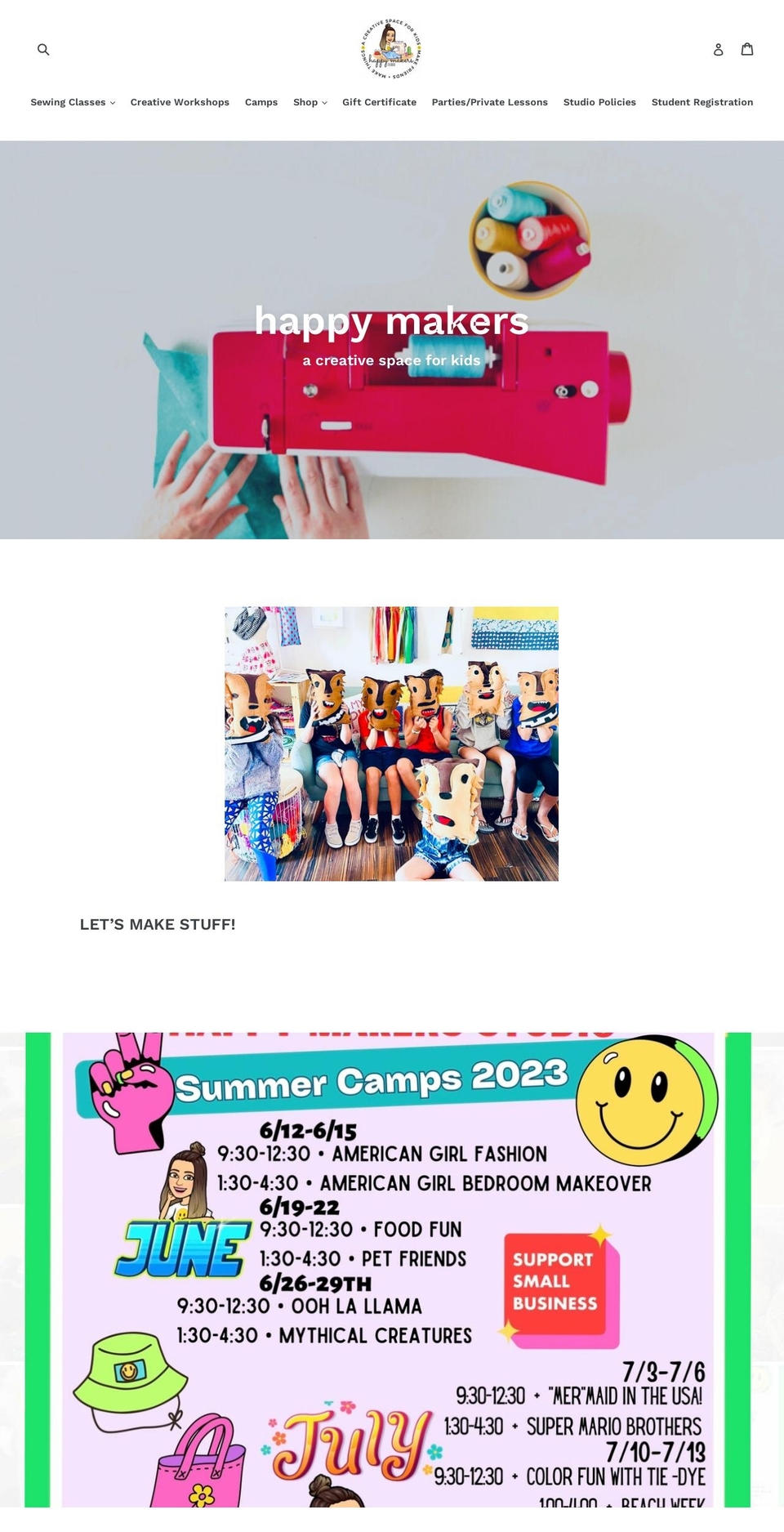 happymakersstudio.com shopify website screenshot