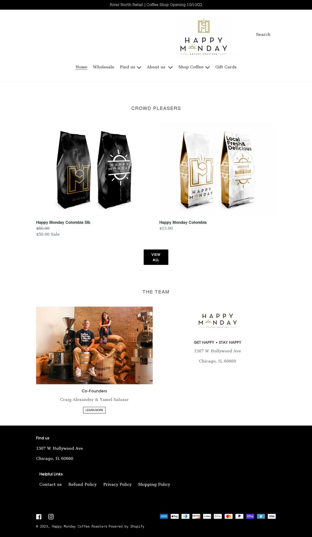 happymondaycoffee.net shopify website screenshot