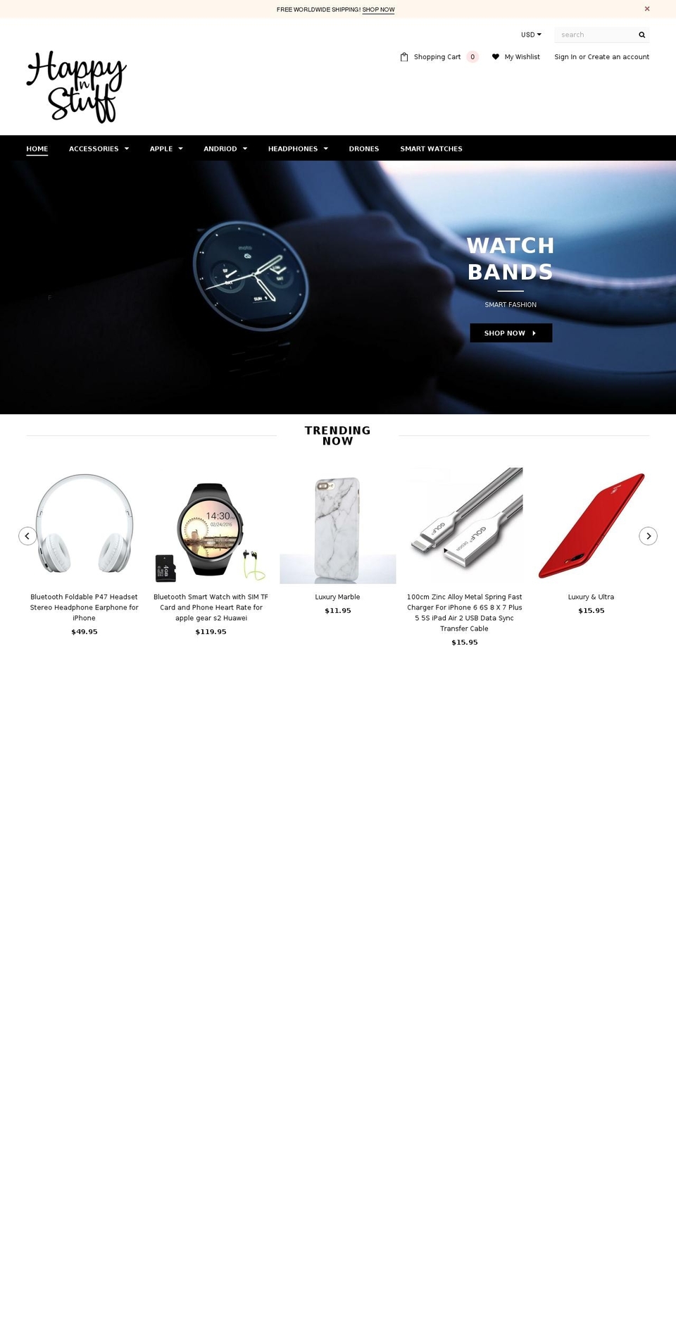 happynstuff.com — Shopify storefront screenshot