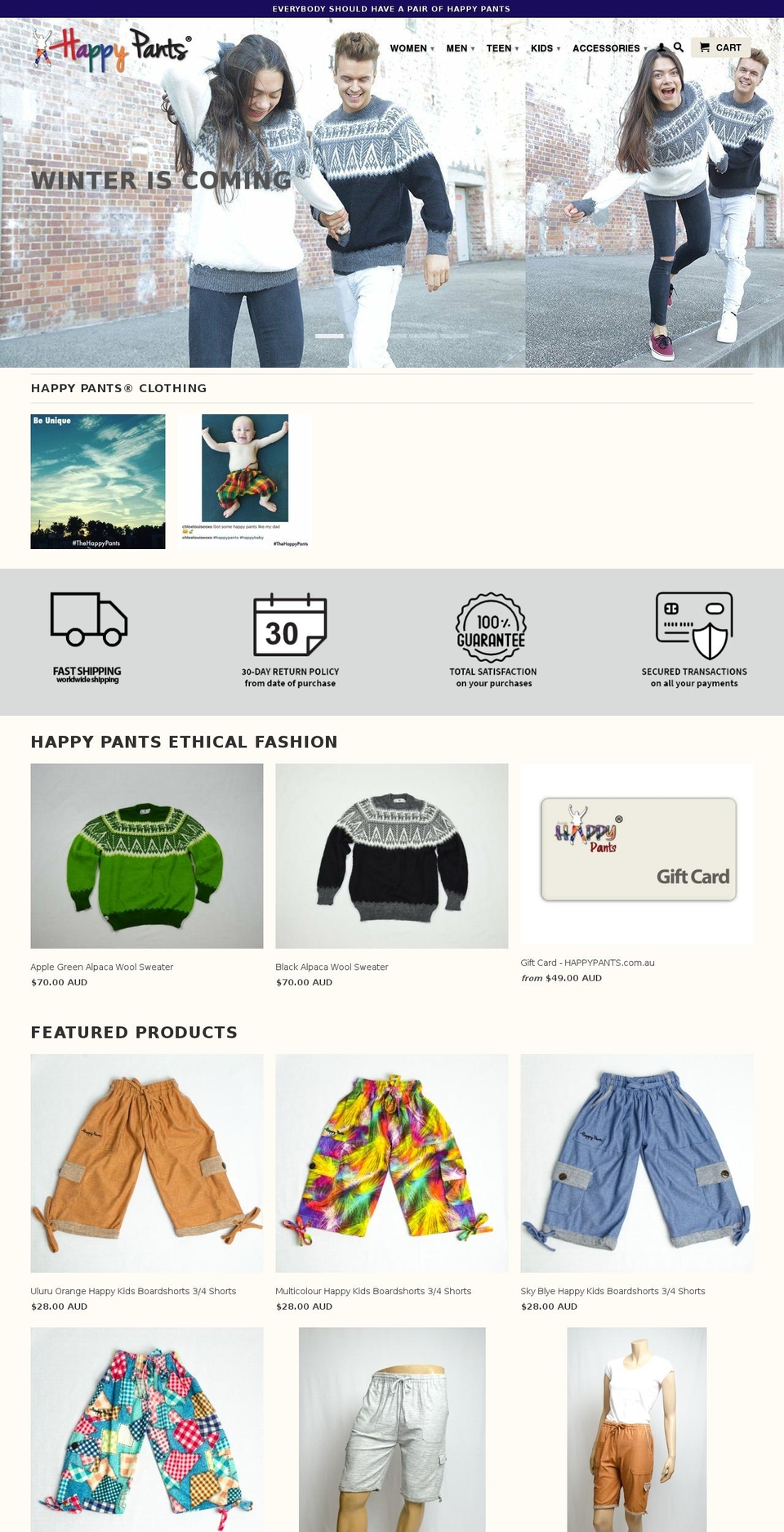 Jan2017 Shopify theme site example happypants.net