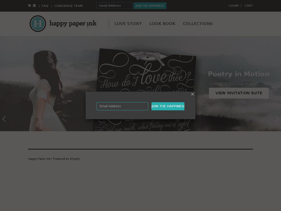 happypaperink.com — Shopify storefront screenshot