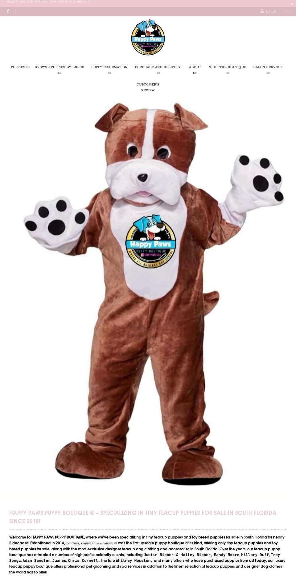 happypawspuppyboutique.com shopify website screenshot