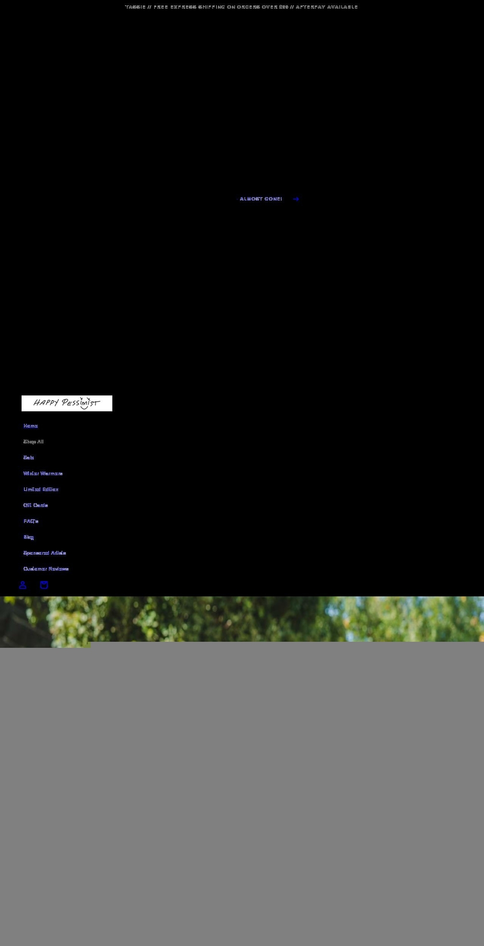 happypessimistclothing.com shopify website screenshot