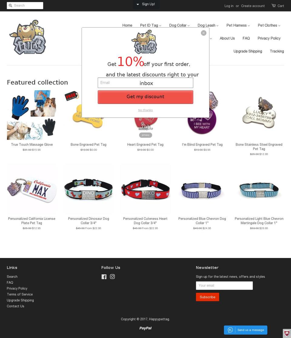 happypettag.com shopify website screenshot