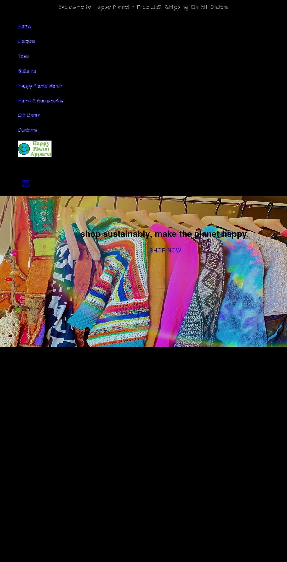 happyplanetapparel.com shopify website screenshot