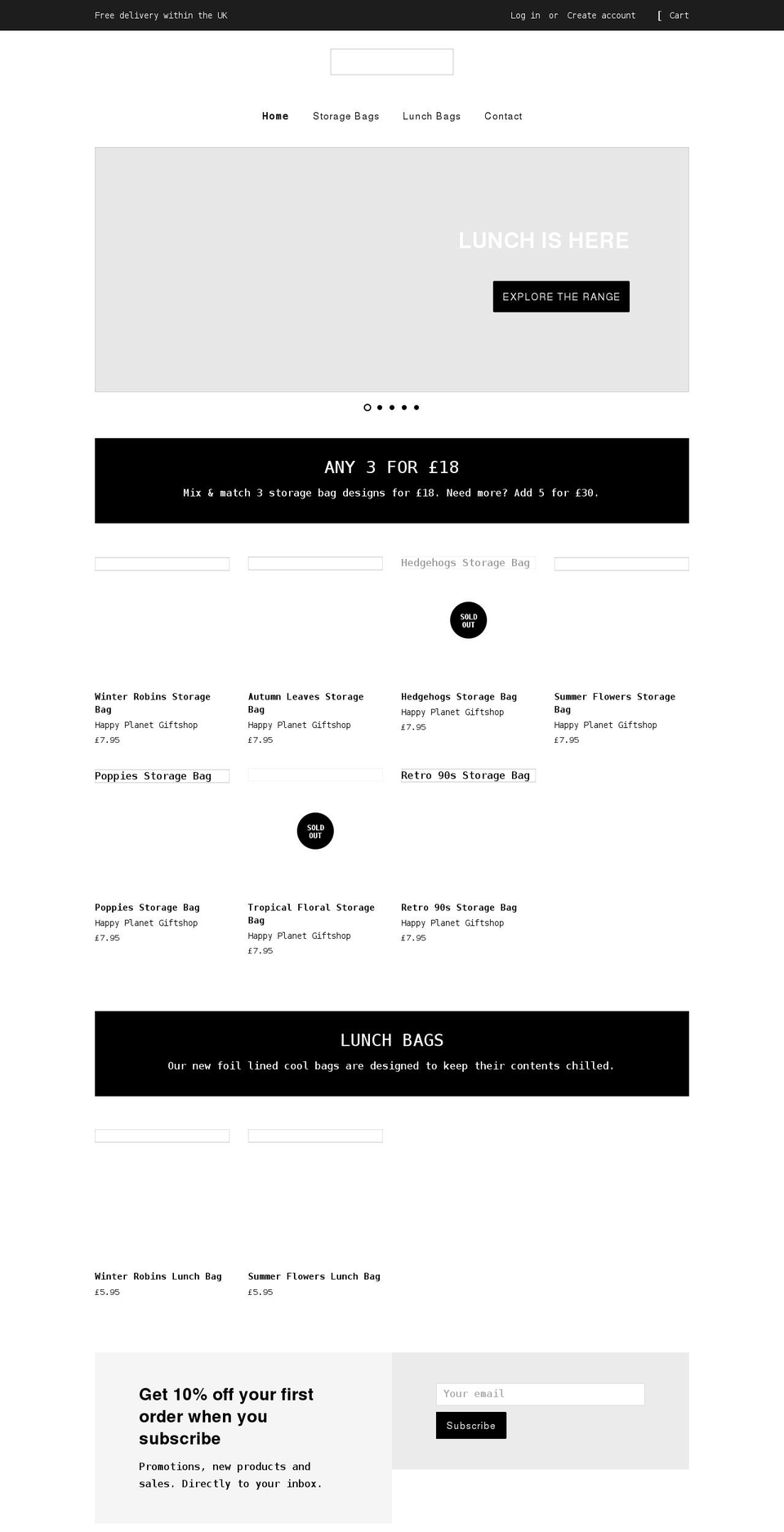 happyplanetgiftshop.com shopify website screenshot