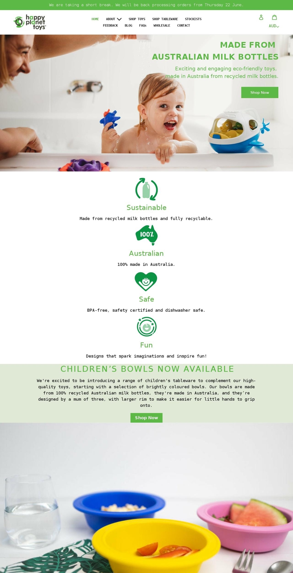 happyplanettoys.com.au shopify website screenshot