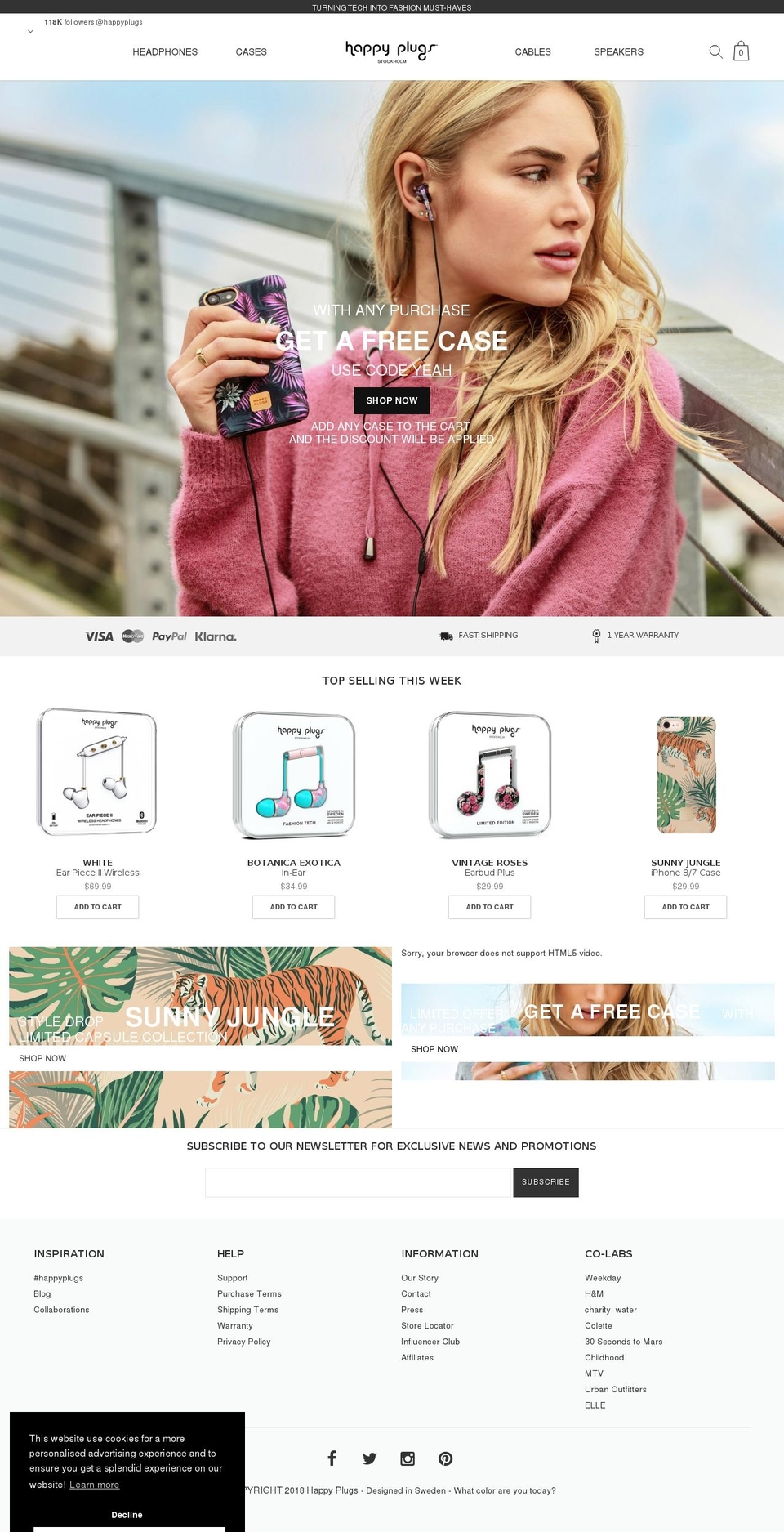 HP Main Shopify theme site example happyplugs.ch