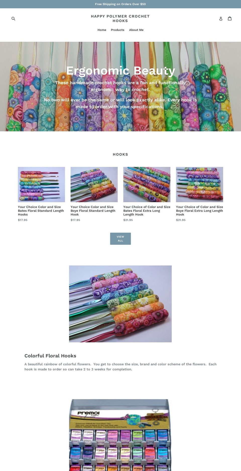 happypolymercrochethooks.com — Shopify storefront screenshot