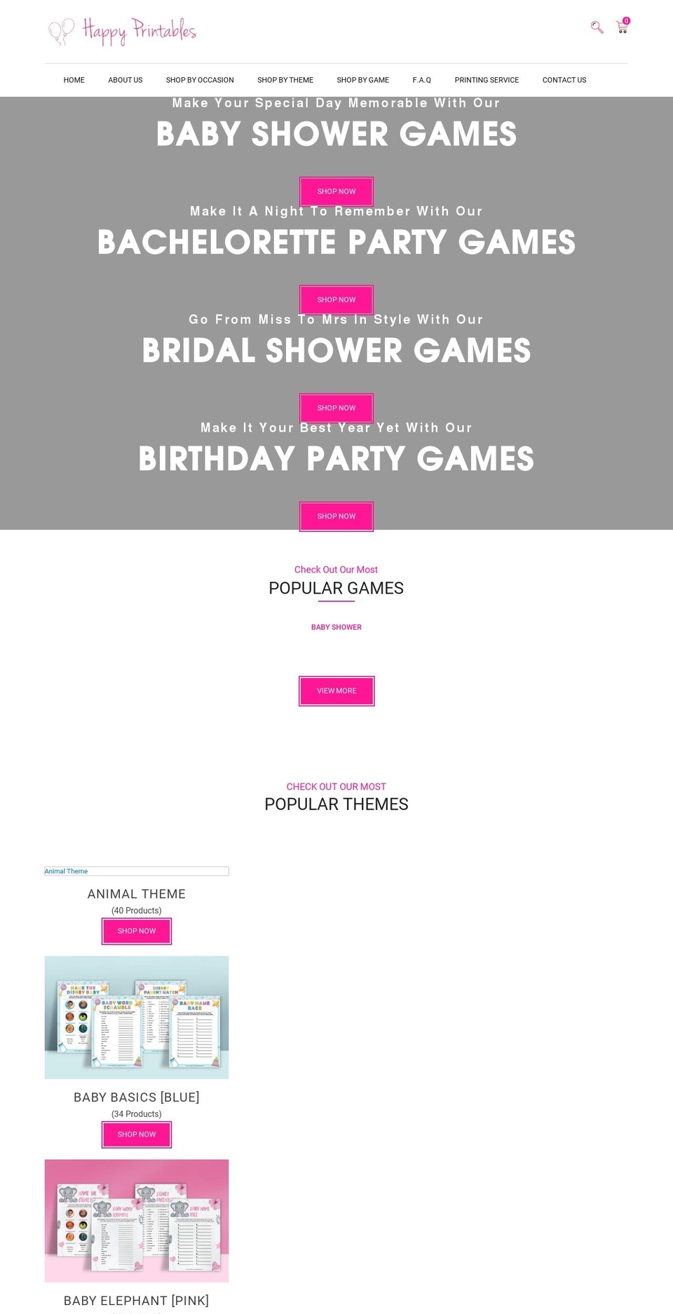 happyprintables.com shopify website screenshot