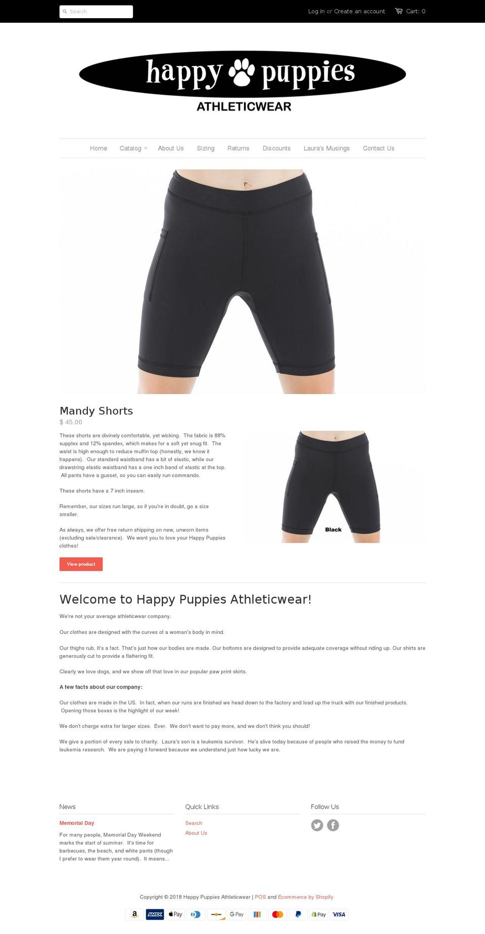 happypuppiesathletic.com — Shopify storefront screenshot